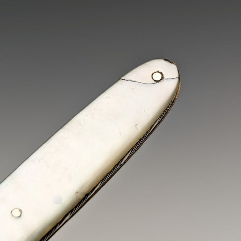 19世紀前半 ジョージアン 英国アンティーク 白蝶貝ハンドル 純銀ブレード ペンナイフ